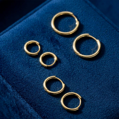 18K Gold 2mm sleeper huggies, small round hoop earrings