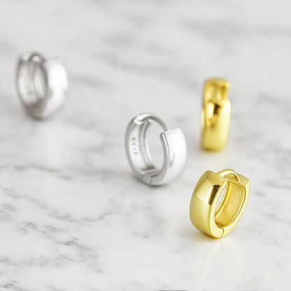 Sterling Silver 4.5mm Width Sleeper Earrings 2 Tones 10mm Hoop