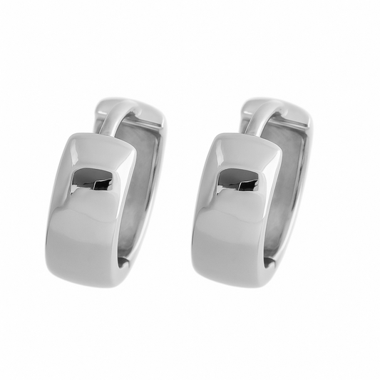 Sterling Silver 4.5mm Width Sleeper Earrings 2 Tones 10mm Hoop