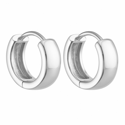 Sterling Silver 4.5mm Width Sleeper Earrings 2 Tones 10mm Hoop