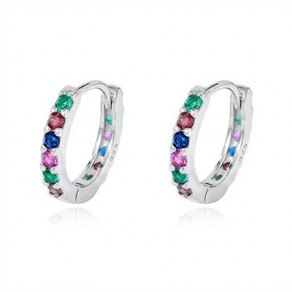 Full Eternity Rainbow Hoop Earrings
