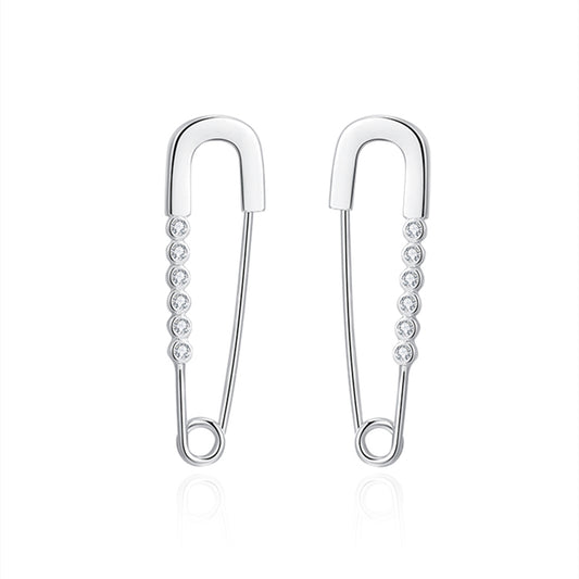 Safety Pin CZ Hoops