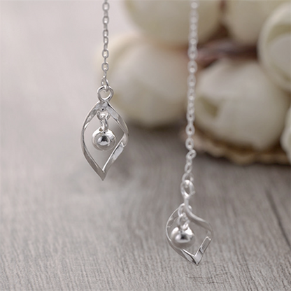 Sterling Silver Lily Drop Bead Pull Through Threader Dangle Earrings - sugarkittenlondon