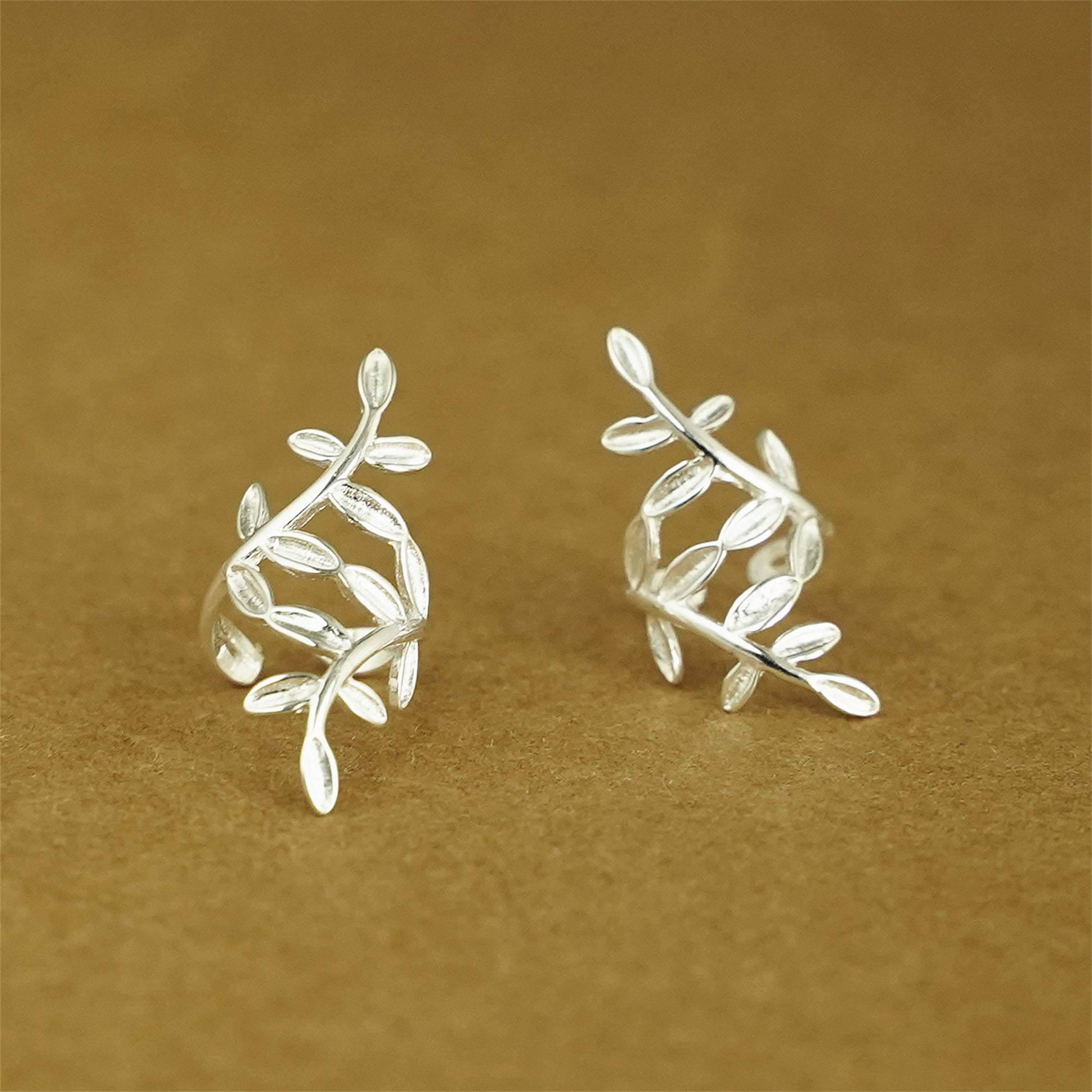 Sterling Silver Wrap Cuff Earring | No Piercing Leaves Earring - sugarkittenlondon
