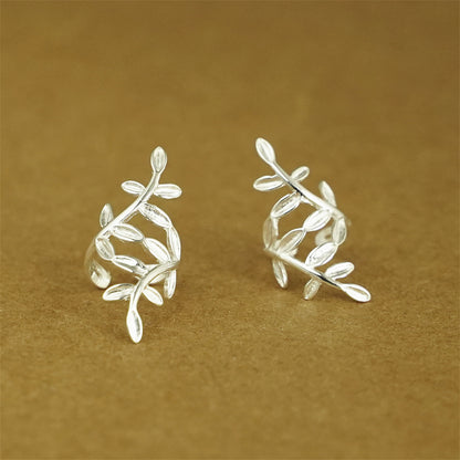 Sterling Silver Wrap Cuff Earring | No Piercing Leaves Earring - sugarkittenlondon