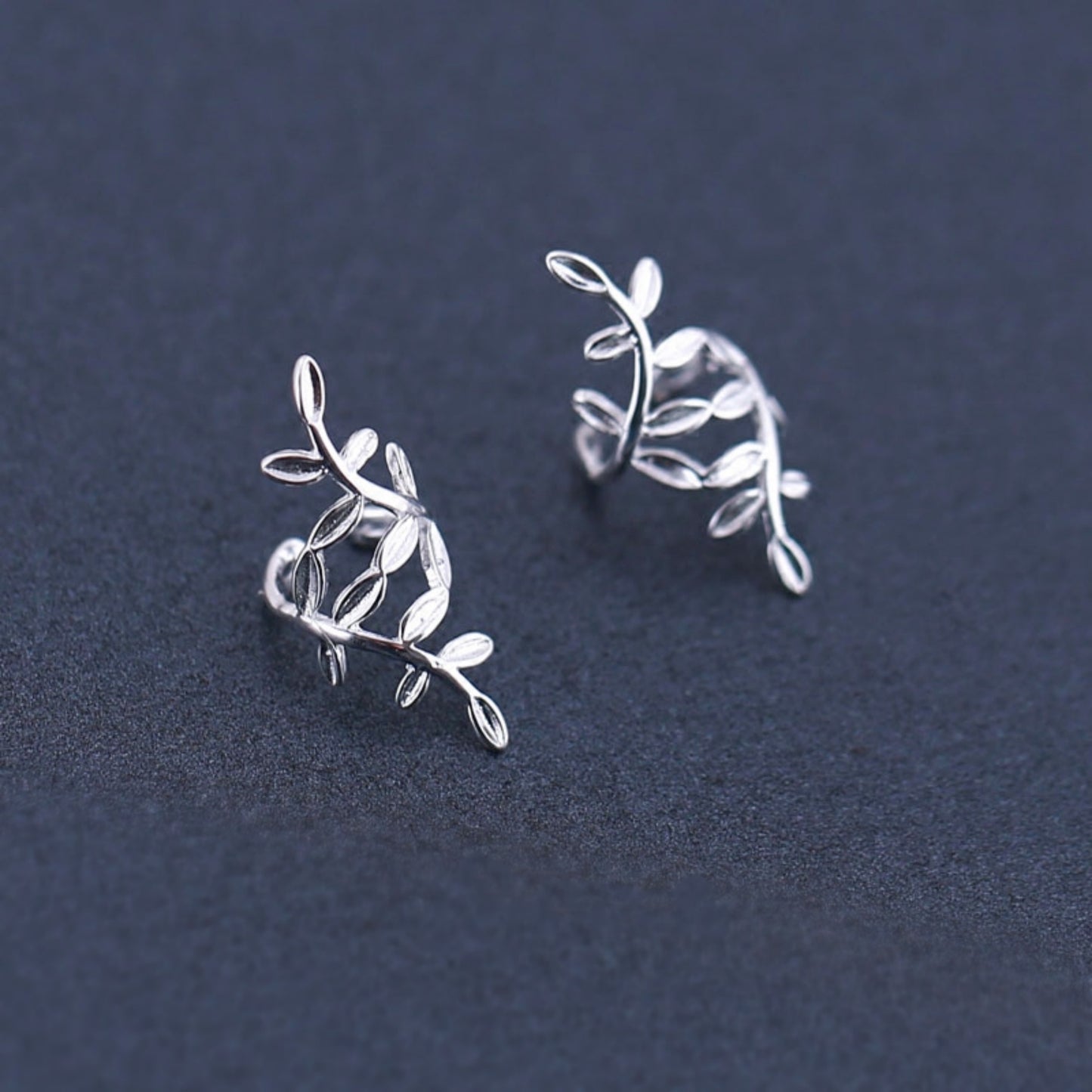 Sterling Silver Wrap Cuff Earring | No Piercing Leaves Earring - sugarkittenlondon