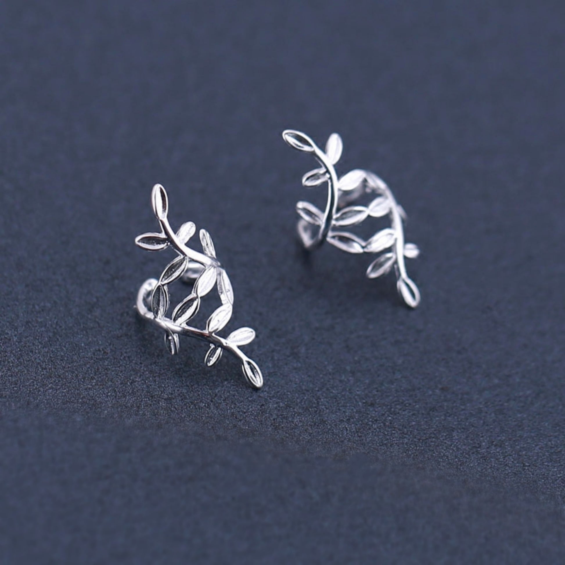 Sterling Silver Wrap Cuff Earring | No Piercing Leaves Earring - sugarkittenlondon