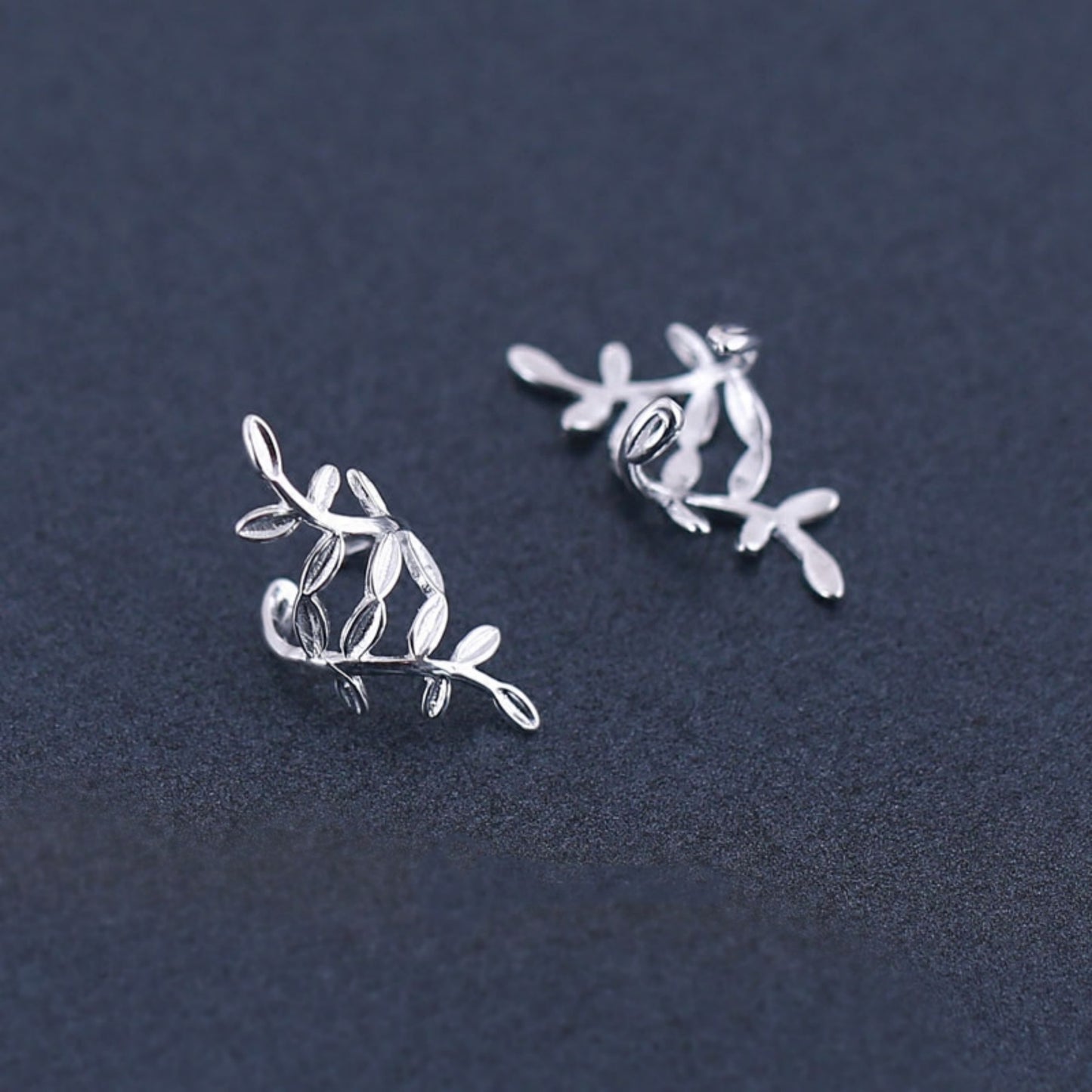 Sterling Silver Wrap Cuff Earring | No Piercing Leaves Earring - sugarkittenlondon