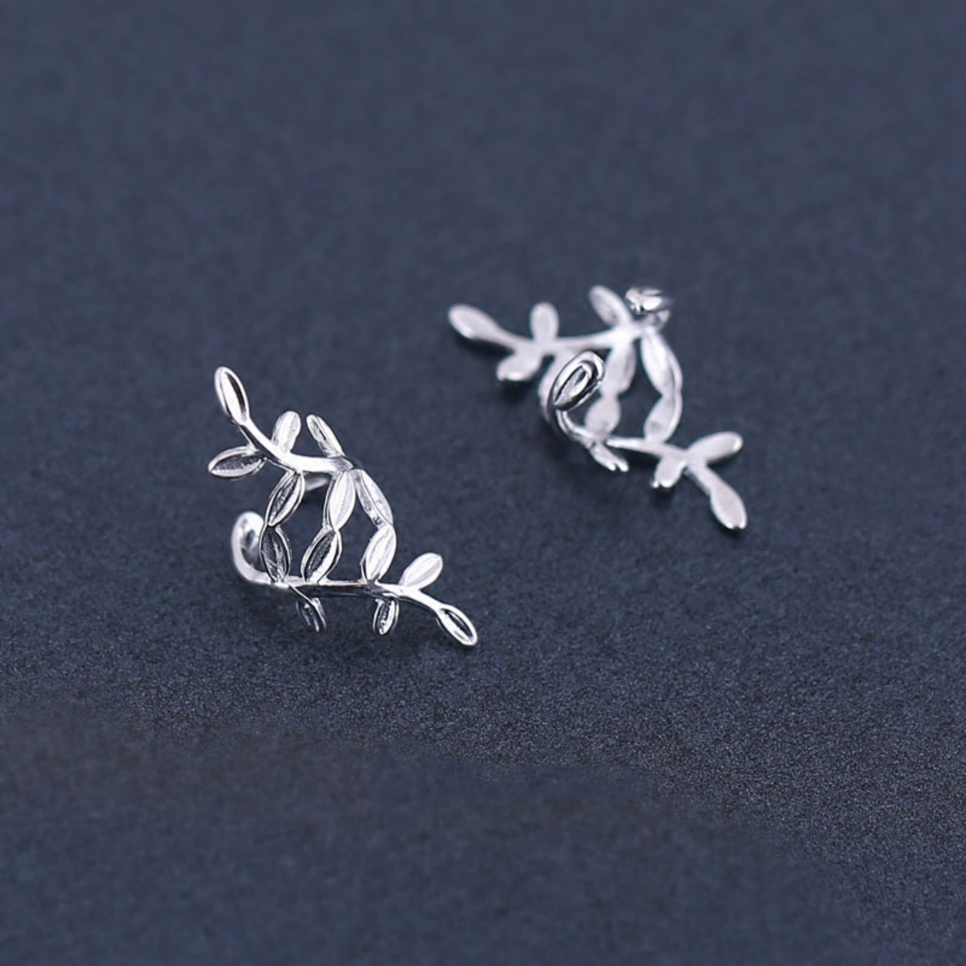 Sterling Silver Wrap Cuff Earring | No Piercing Leaves Earring - sugarkittenlondon