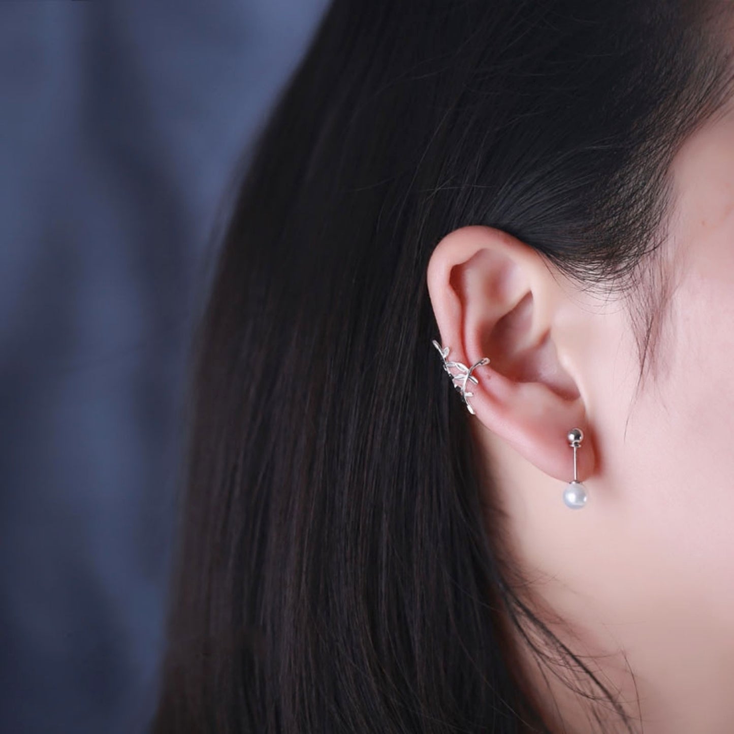 Sterling Silver Wrap Cuff Earring | No Piercing Leaves Earring - sugarkittenlondon