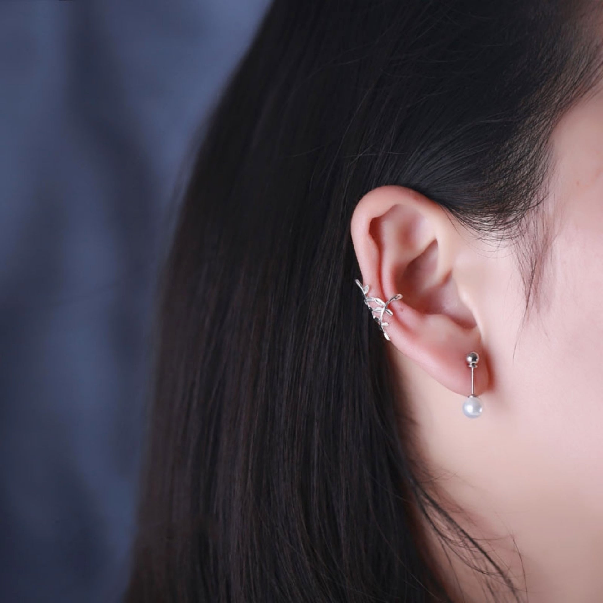 Sterling Silver Wrap Cuff Earring | No Piercing Leaves Earring - sugarkittenlondon