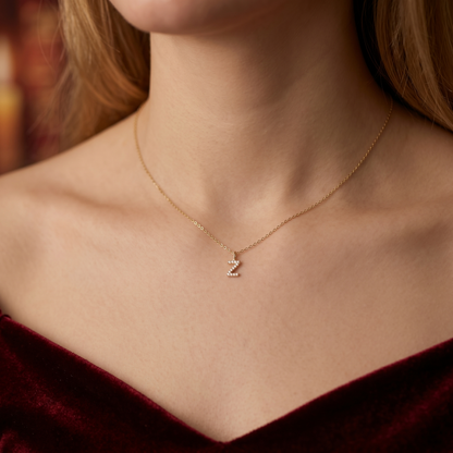 14K Gold on Sterling Silver Paved CZ MINI A-Z Letter Alphabet Initial DIY Charm