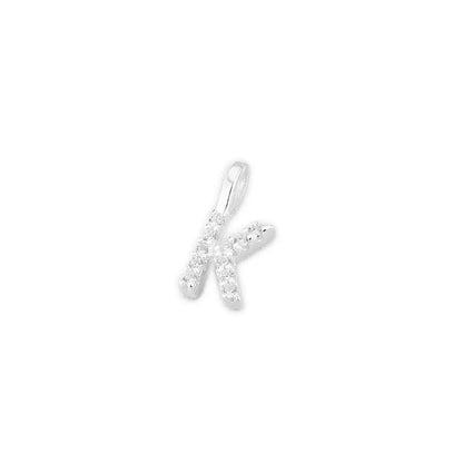 Sterling Silver Paved CZ MINI A-Z Letter Alphabet Initial DIY Charm Pendant