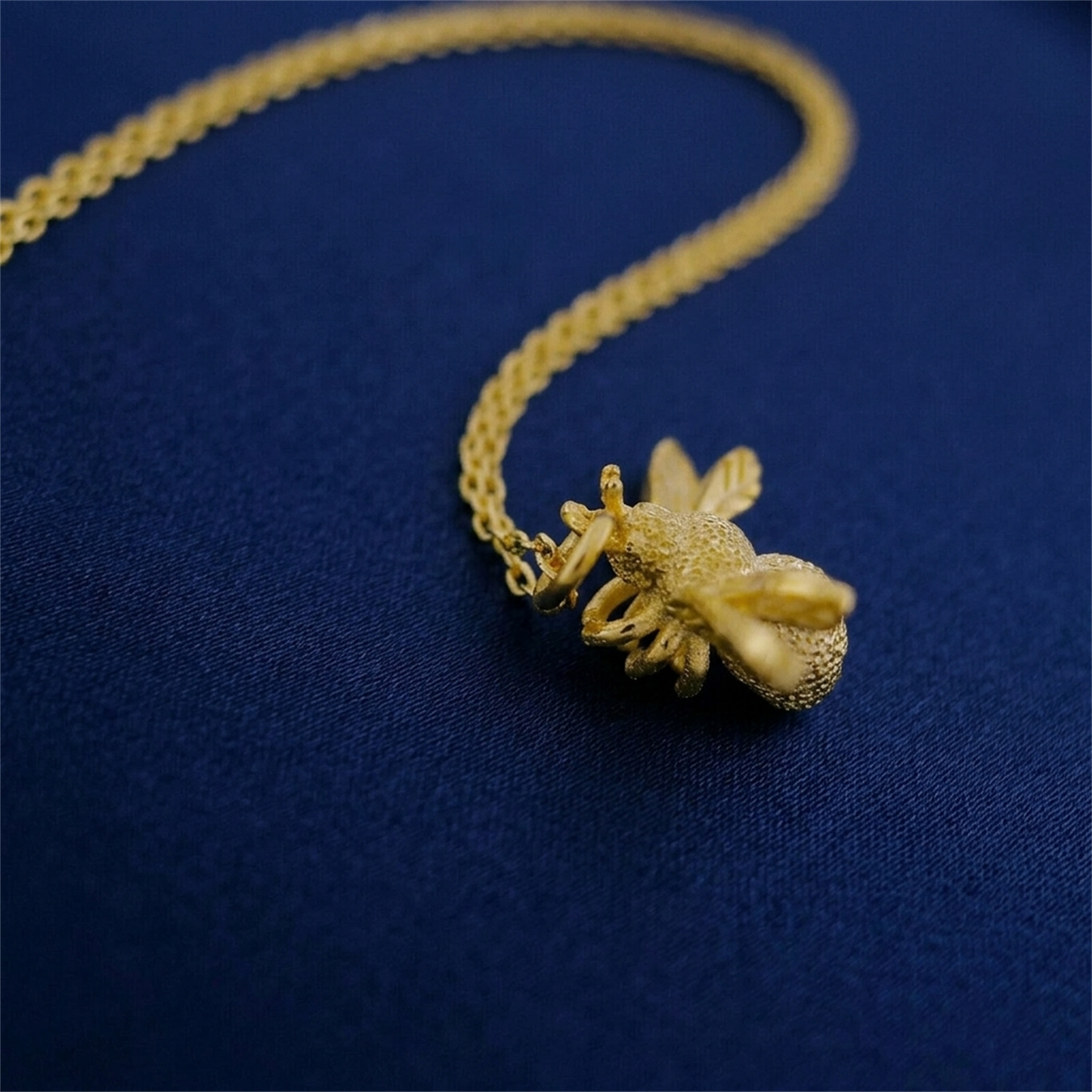 Sterling Silver Honey Bee Insect Pendant Necklace