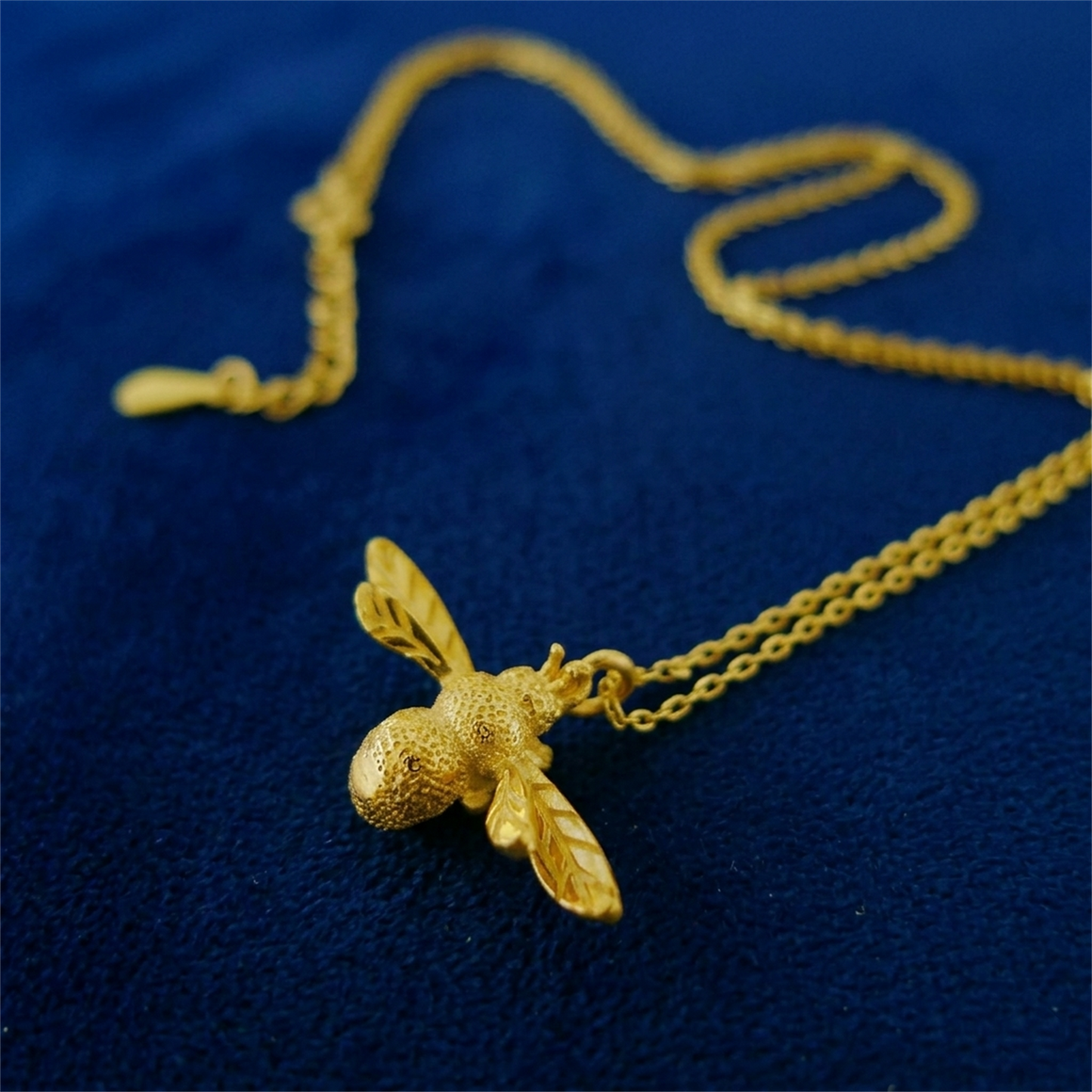 Sterling Silver Honey Bee Insect Pendant Necklace