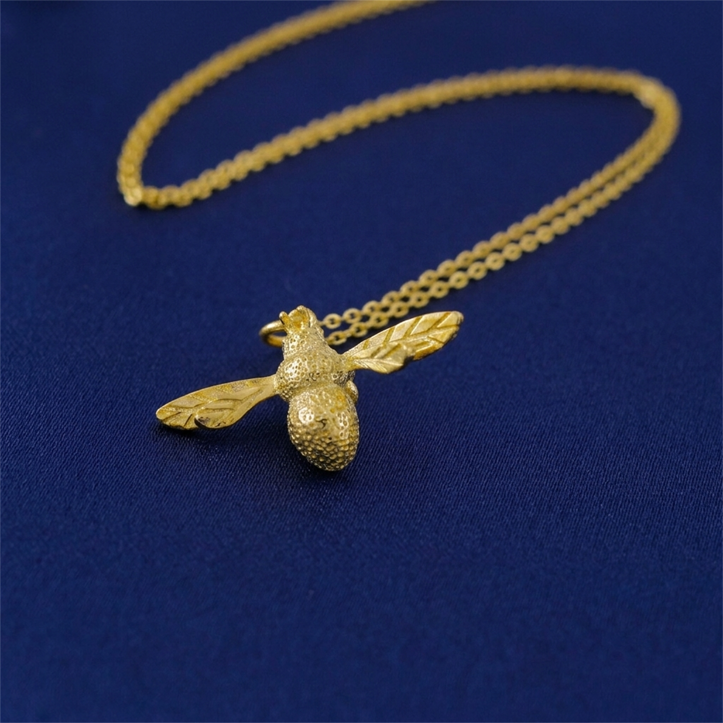 Sterling Silver Honey Bee Insect Pendant Necklace