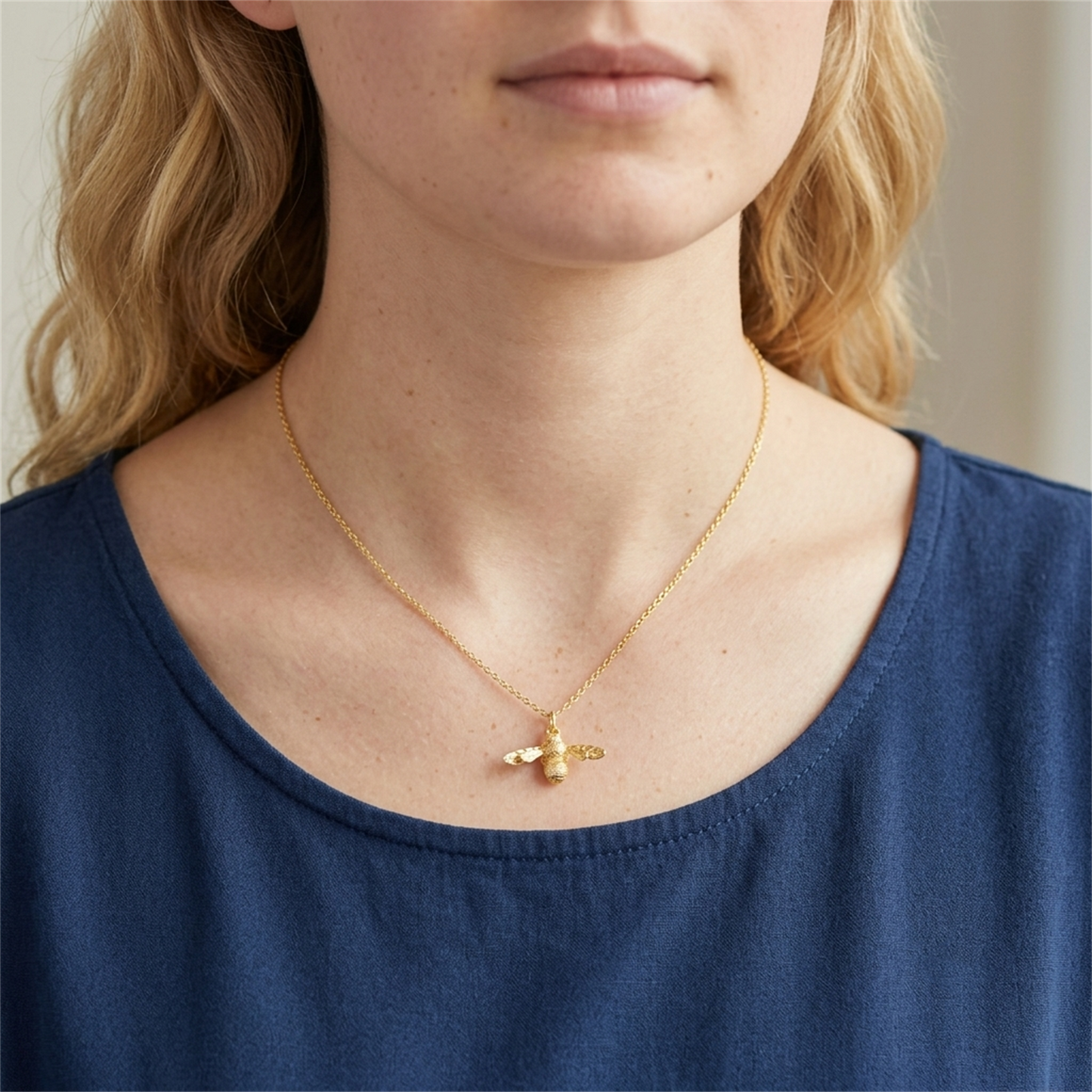 Sterling Silver Honey Bee Insect Pendant Necklace