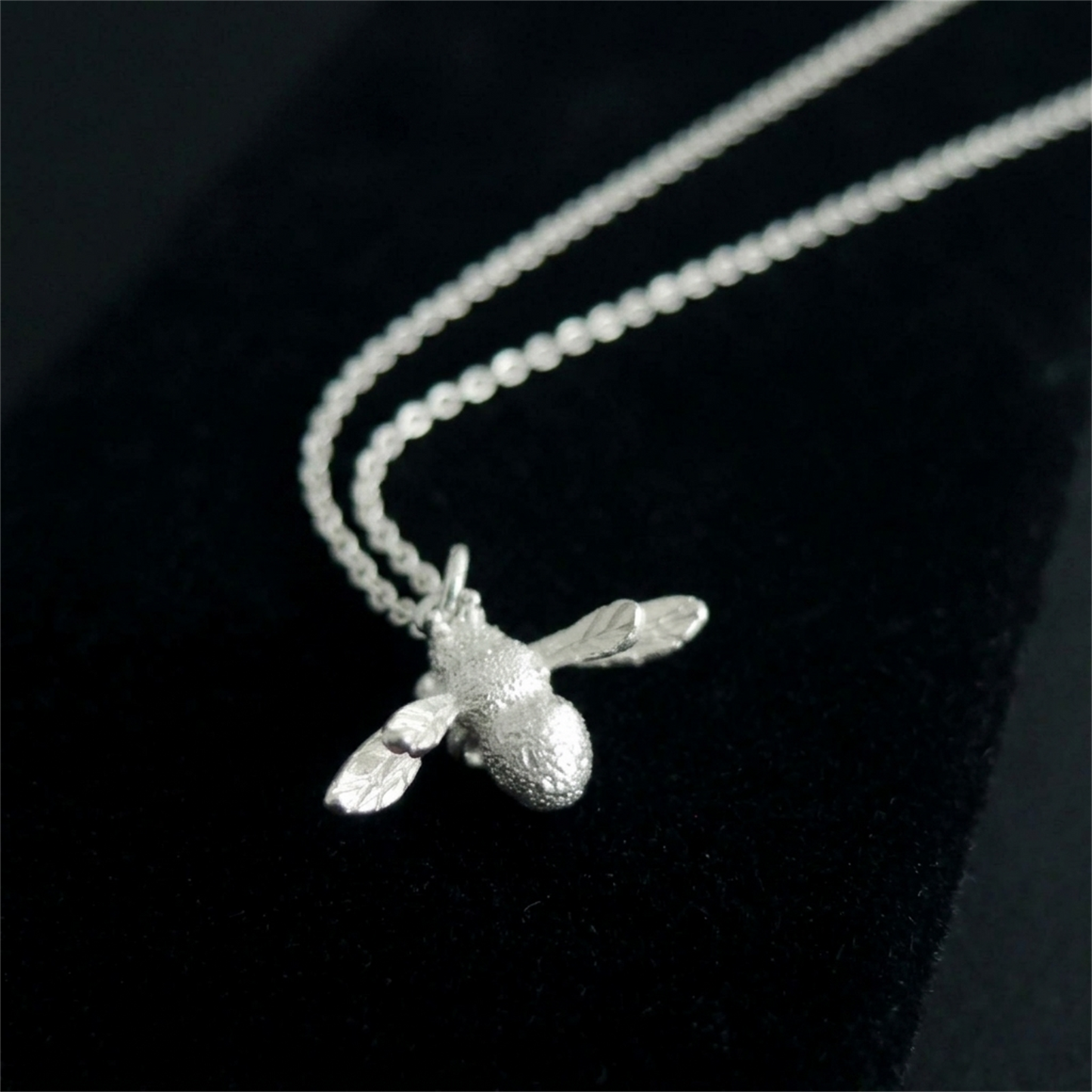 Sterling Silver Honey Bee Insect Pendant Necklace