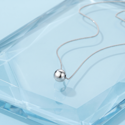 Polished Ball Necklace polished ball pendant with fine link silver-tone chain