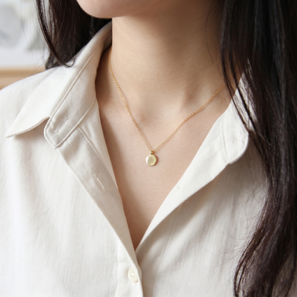 Sterling Silver Round Disc Pebble Circle Necklace Minimal Jewellery 40cm - 45.5cm 18''