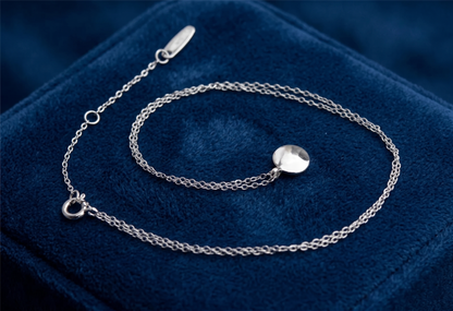 Sterling Silver Round Disc Pebble Circle Necklace Minimal Jewellery 40cm - 45.5cm 18''