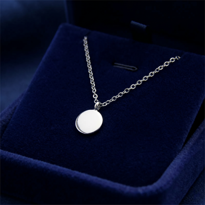 Sterling Silver Round Disc Pebble Circle Necklace Minimal Jewellery 40cm - 45.5cm 18''