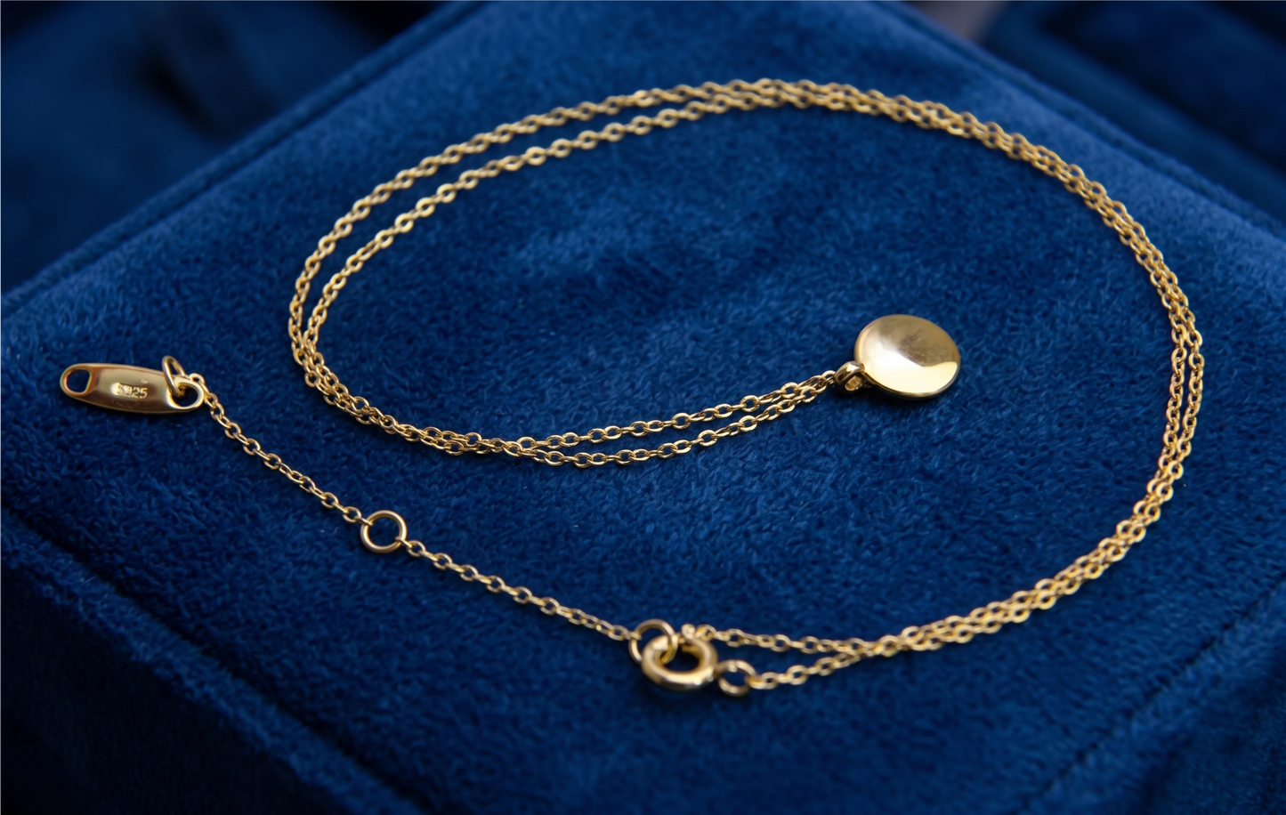 Sterling Silver Round Disc Pebble Circle Necklace Minimal Jewellery 40cm - 45.5cm 18''