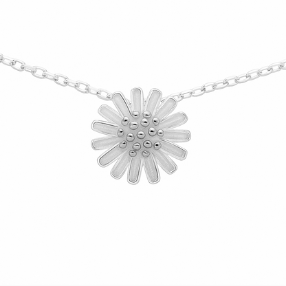 Sterling Silver 11mm Daisy Flower Blossom Pendant Lobster Clasp Necklace 40cm - 44cm 17.3'' Silver/Gold