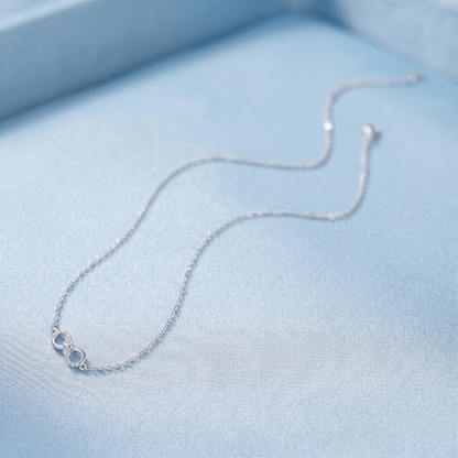 Sterling Silver Infinity Necklace With Paved Clear CZ Endless Love Jewellery 45cm 17.7''