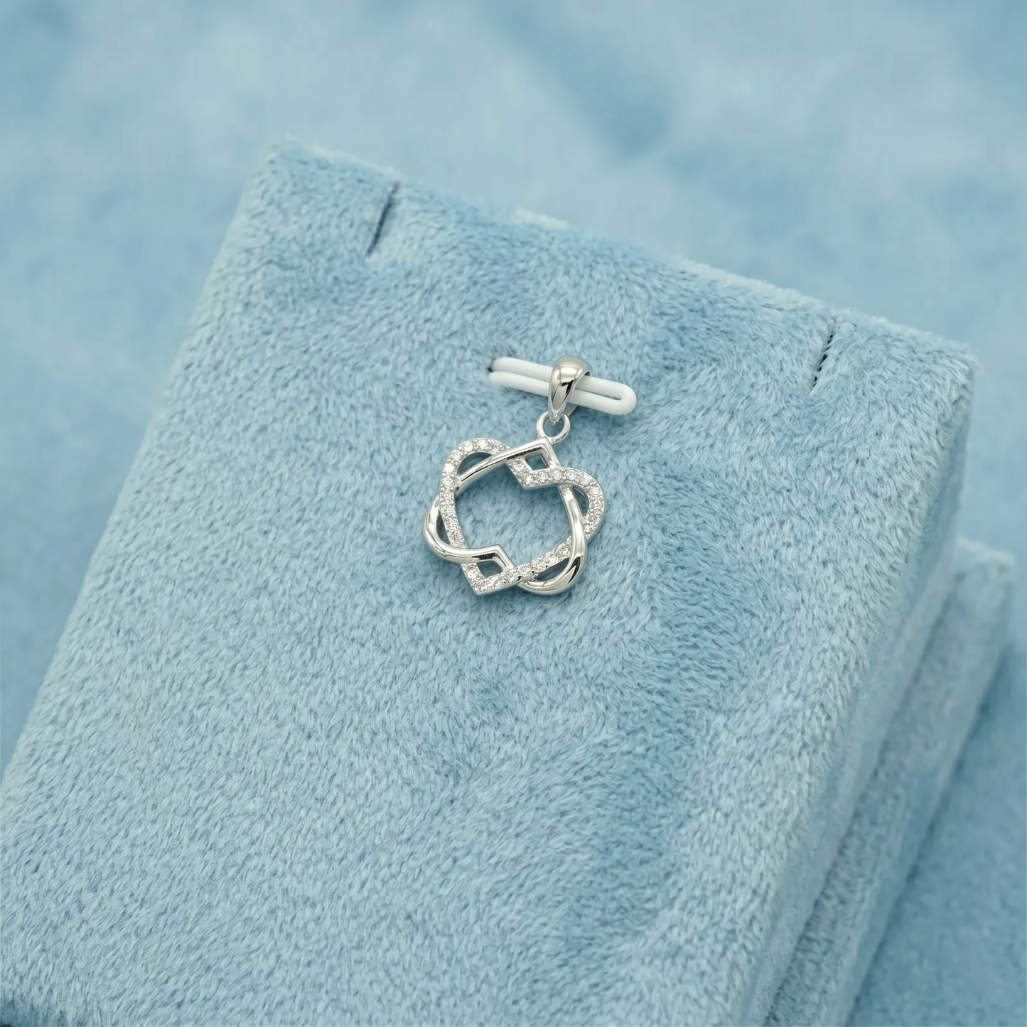 Sterling Silver Double Floating Intertwined Twisted Knot Love Heart Necklace