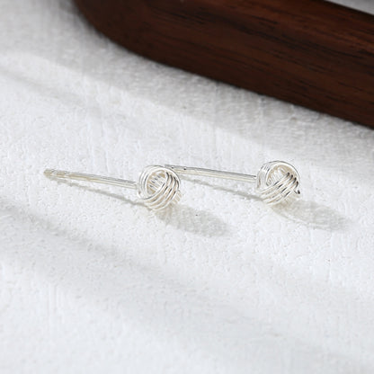 Sterling Silver 5mm Twisted Love Knot Wool Knot Stud Earrings
