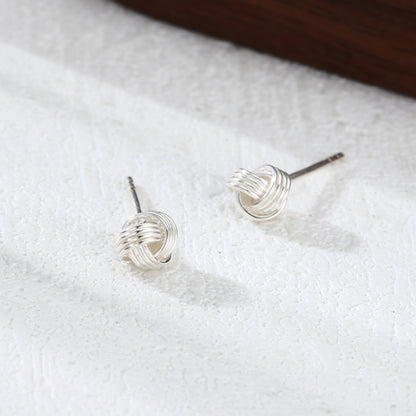 Sterling Silver 5mm Twisted Love Knot Wool Knot Stud Earrings