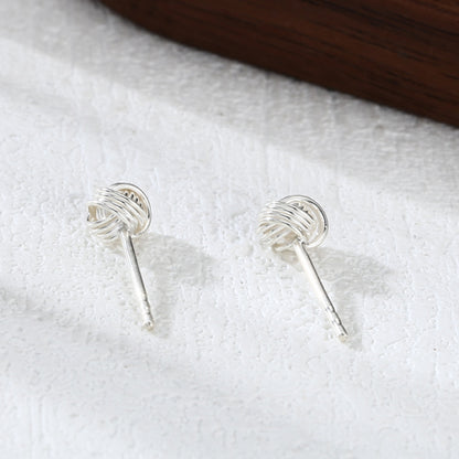 Sterling Silver 5mm Twisted Love Knot Wool Knot Stud Earrings