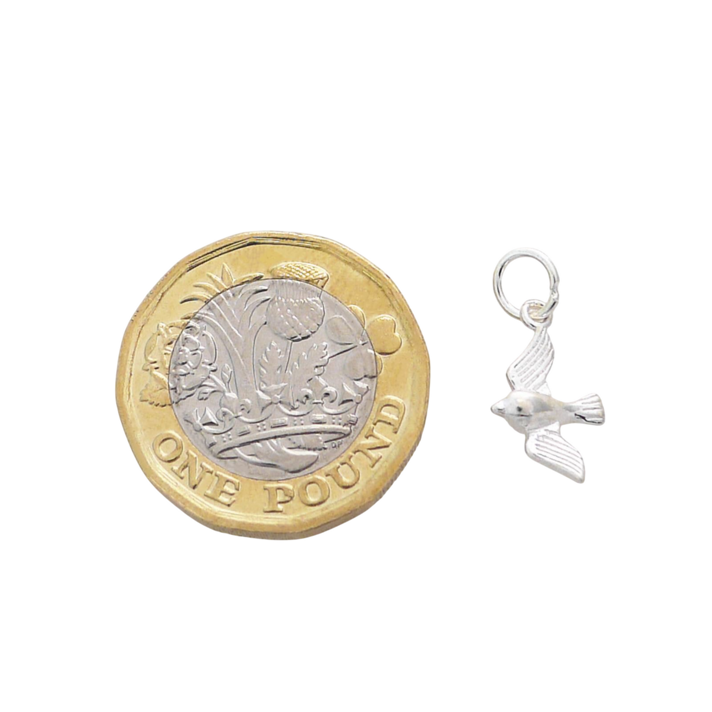 Sterling Silver Solid 3D Flying Bird Pendant Charm