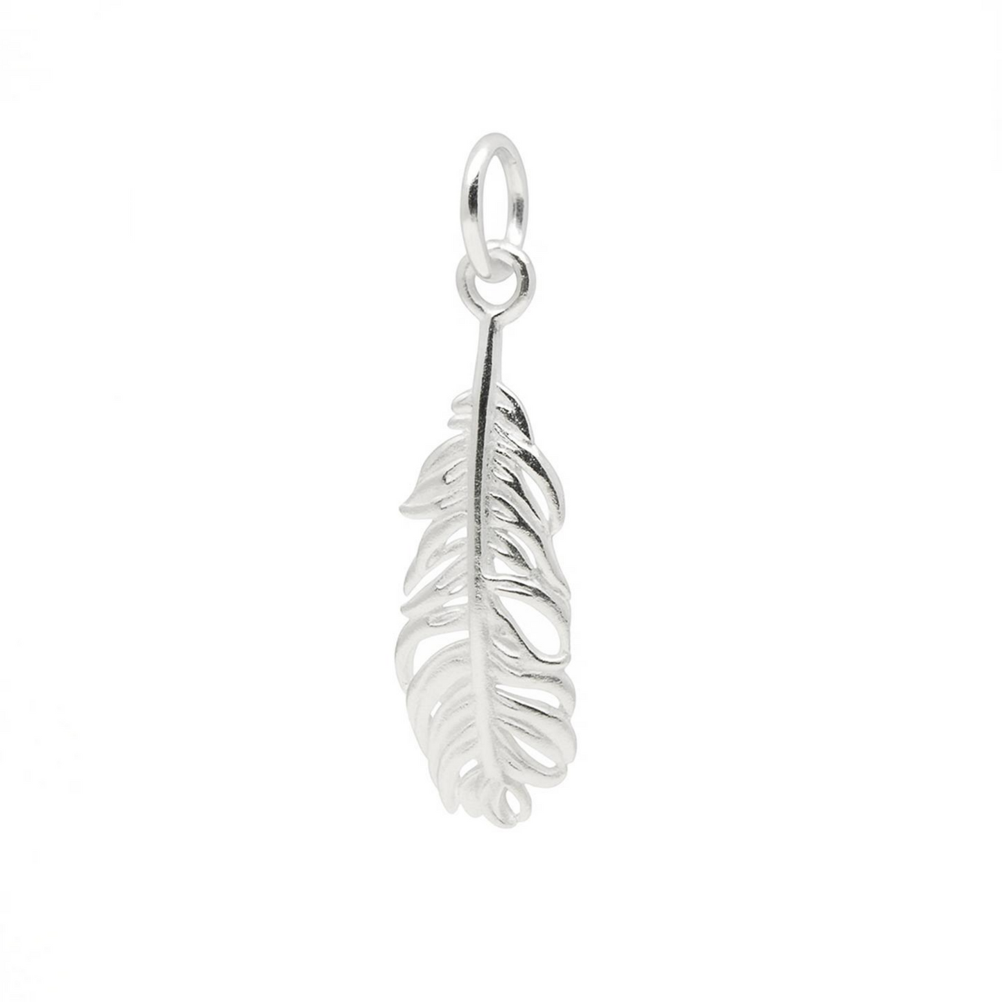 Sterling Silver Feather Charm Pendant for Bracelet Necklace Earrings