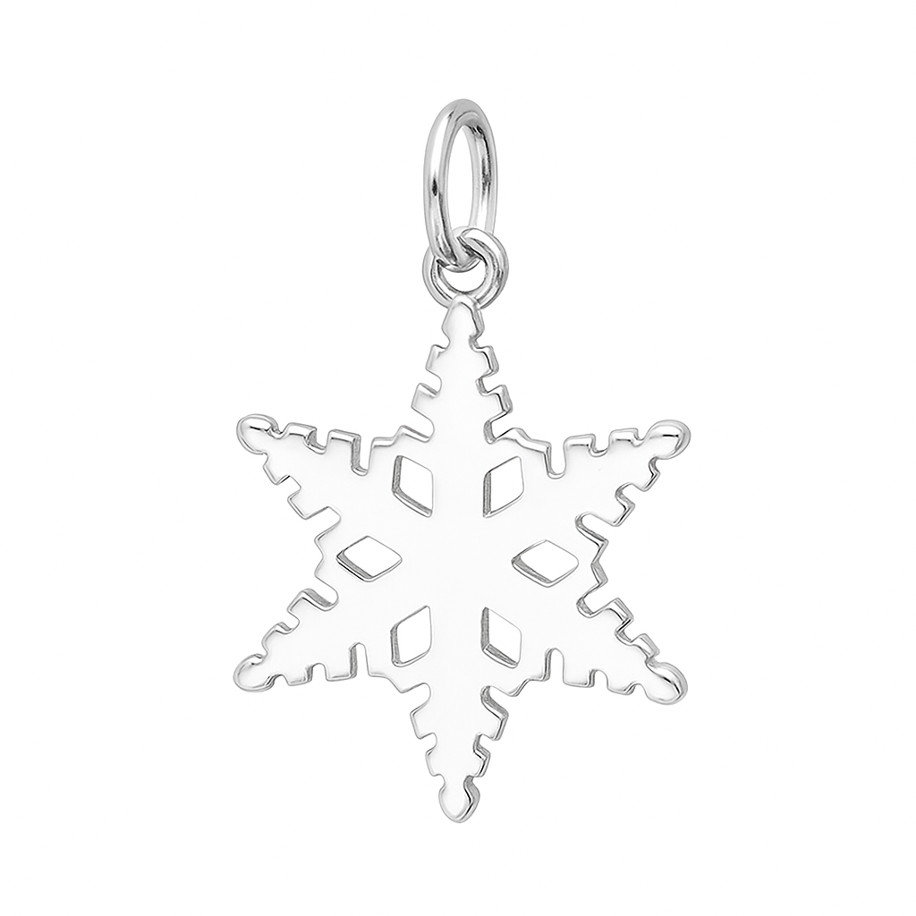 Sterling Silver 18mm Solid Snowflake Necklace Bracelet Charm 25mm Full Length