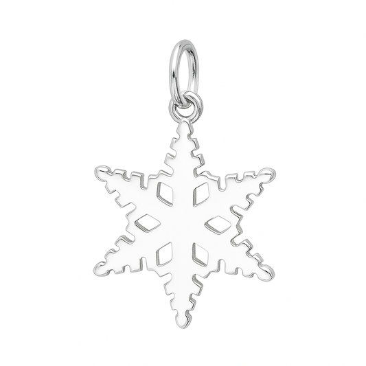 Sterling Silver 18mm Solid Snowflake Necklace Bracelet Charm 25mm Full Length