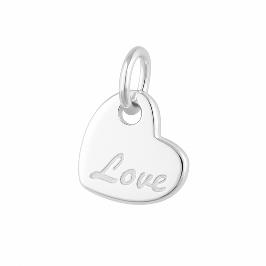Sterling Silver Solid Puffy Love Heart Charm Pendant