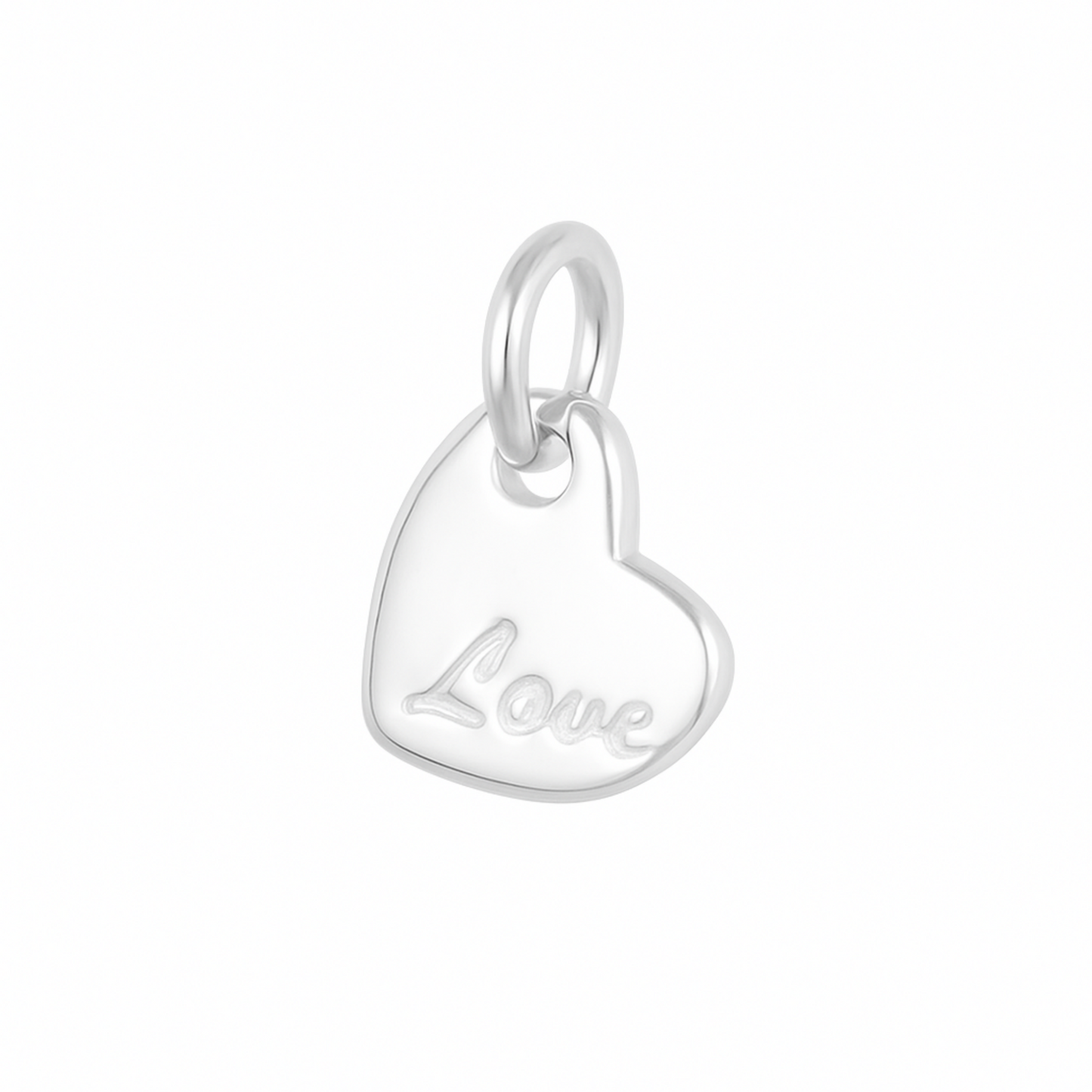 Sterling Silver Solid Puffy Love Heart Charm Pendant