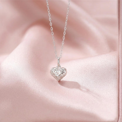 Sterling Silver 3D Hollow Out Filigree Love Heart Charm Pendant