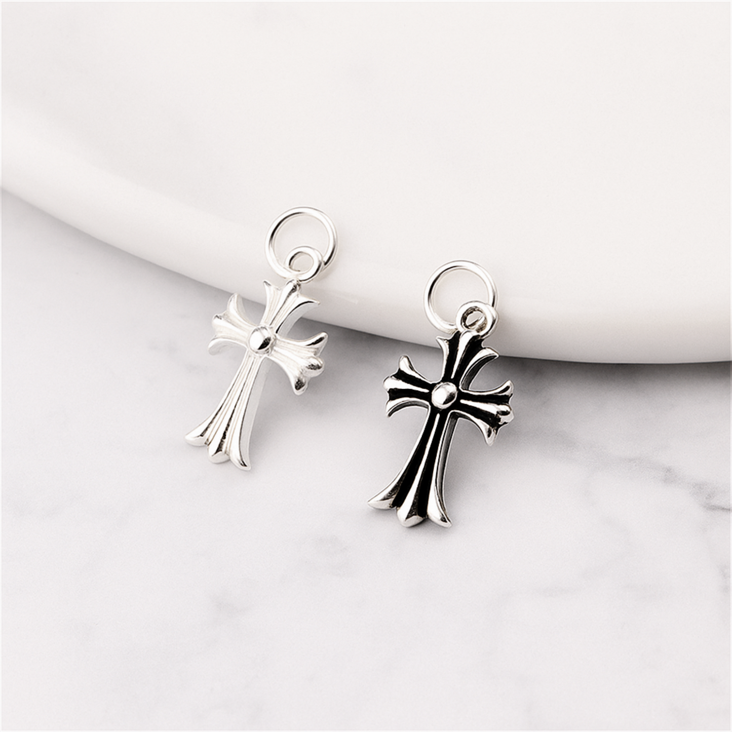 Sterling Silver Fleur De Lis Cross Charm Pendant 10*15mm 7*7mm