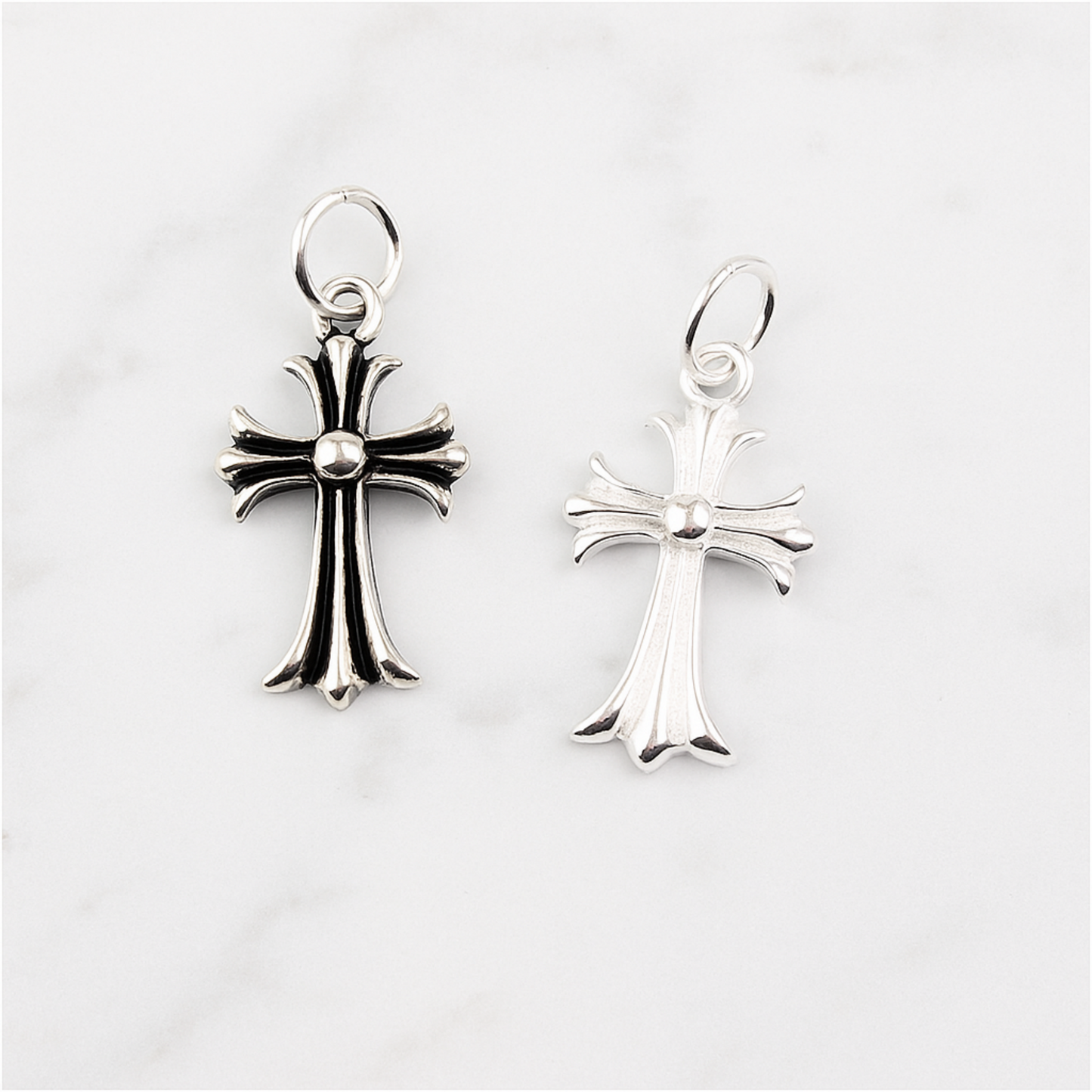 Sterling Silver Fleur De Lis Cross Charm Pendant 10*15mm 7*7mm