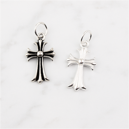 Sterling Silver Fleur De Lis Cross Charm Pendant 10*15mm 7*7mm