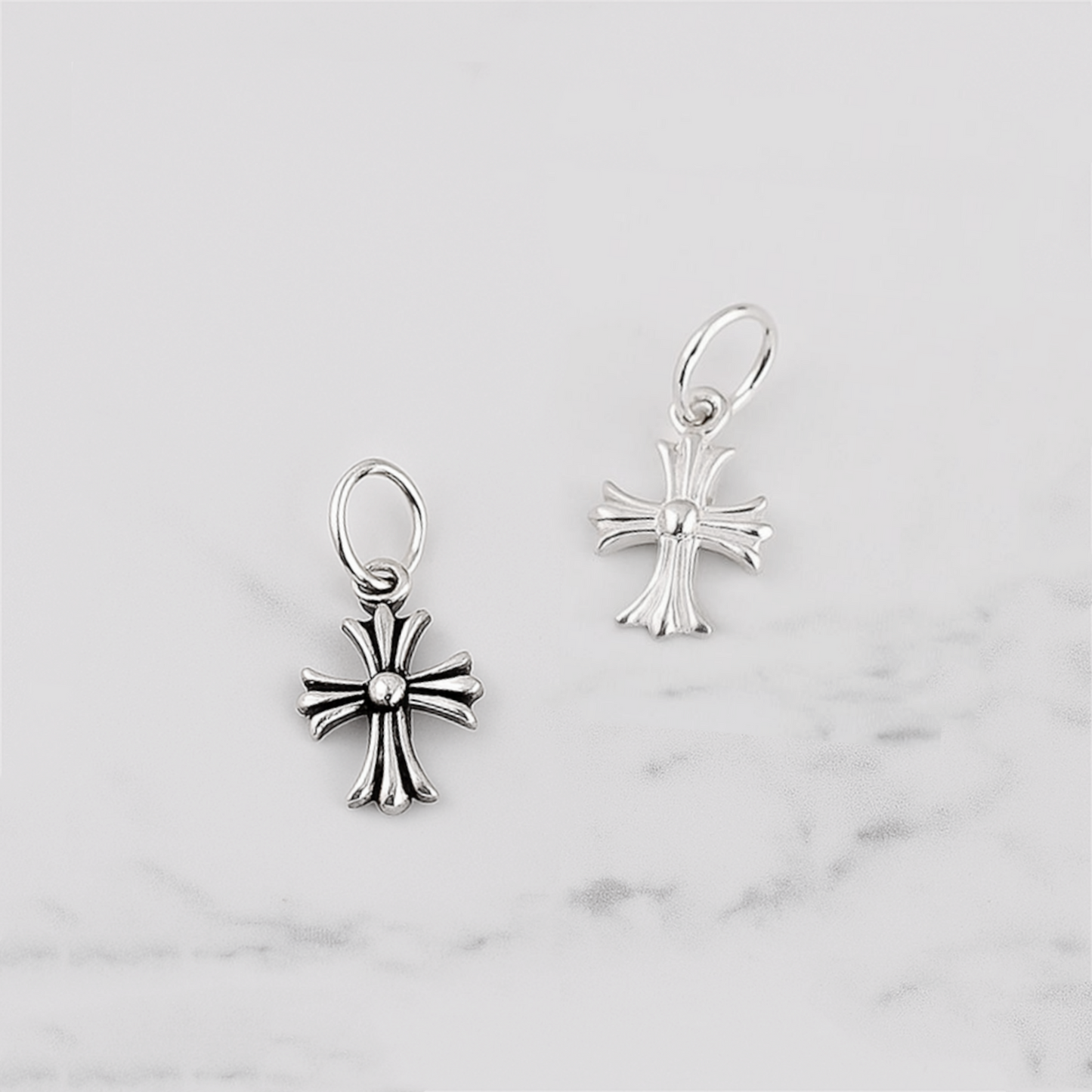 Sterling Silver Fleur De Lis Cross Charm Pendant 10*15mm 7*7mm