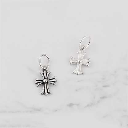 Sterling Silver Fleur De Lis Cross Charm Pendant 10*15mm 7*7mm