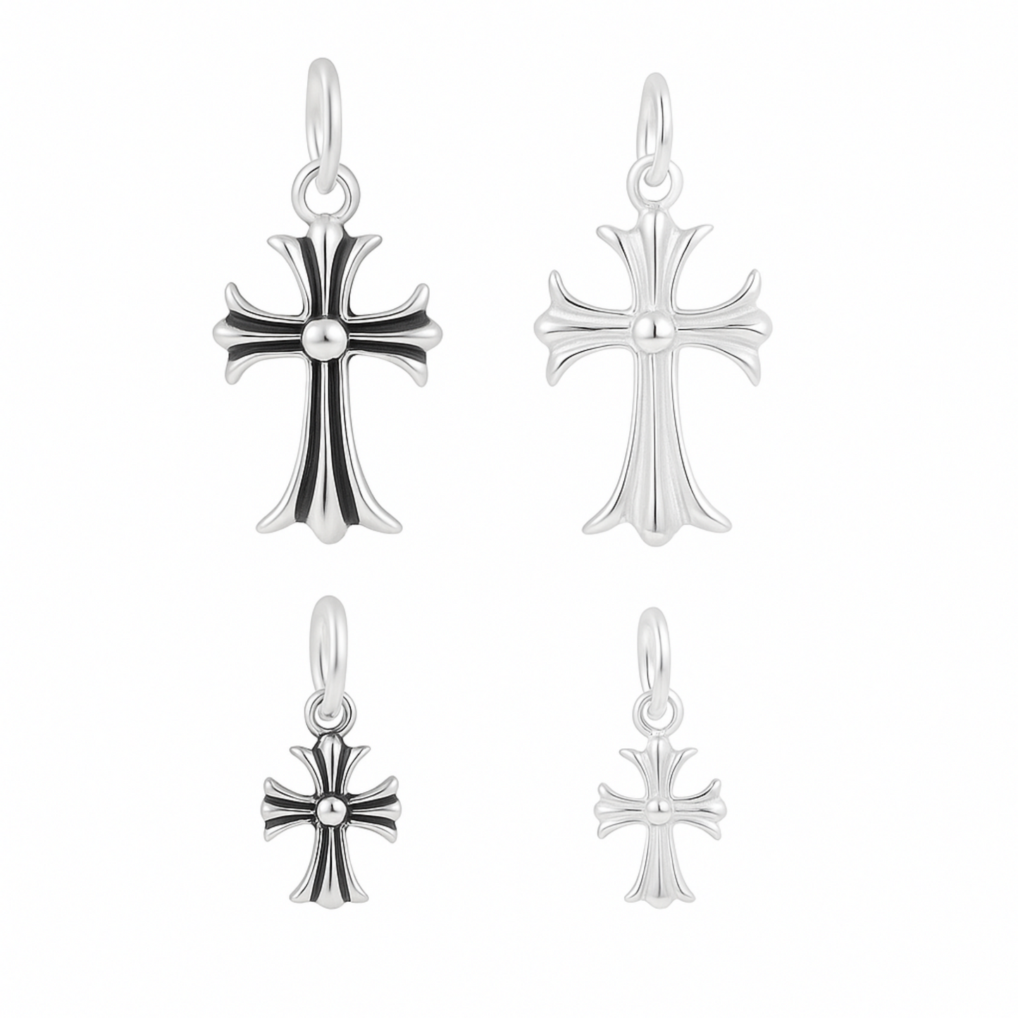 Sterling Silver Fleur De Lis Cross Charm Pendant 10*15mm 7*7mm