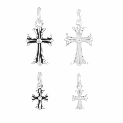 Sterling Silver Fleur De Lis Cross Charm Pendant 10*15mm 7*7mm
