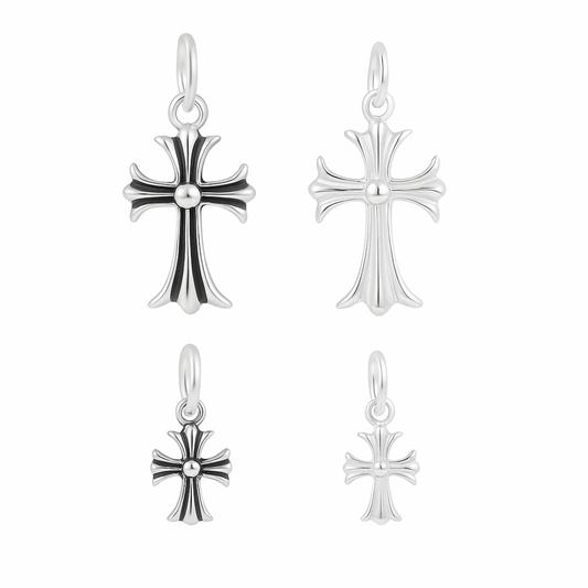 Sterling Silver Fleur De Lis Cross Charm Pendant 10*15mm 7*7mm