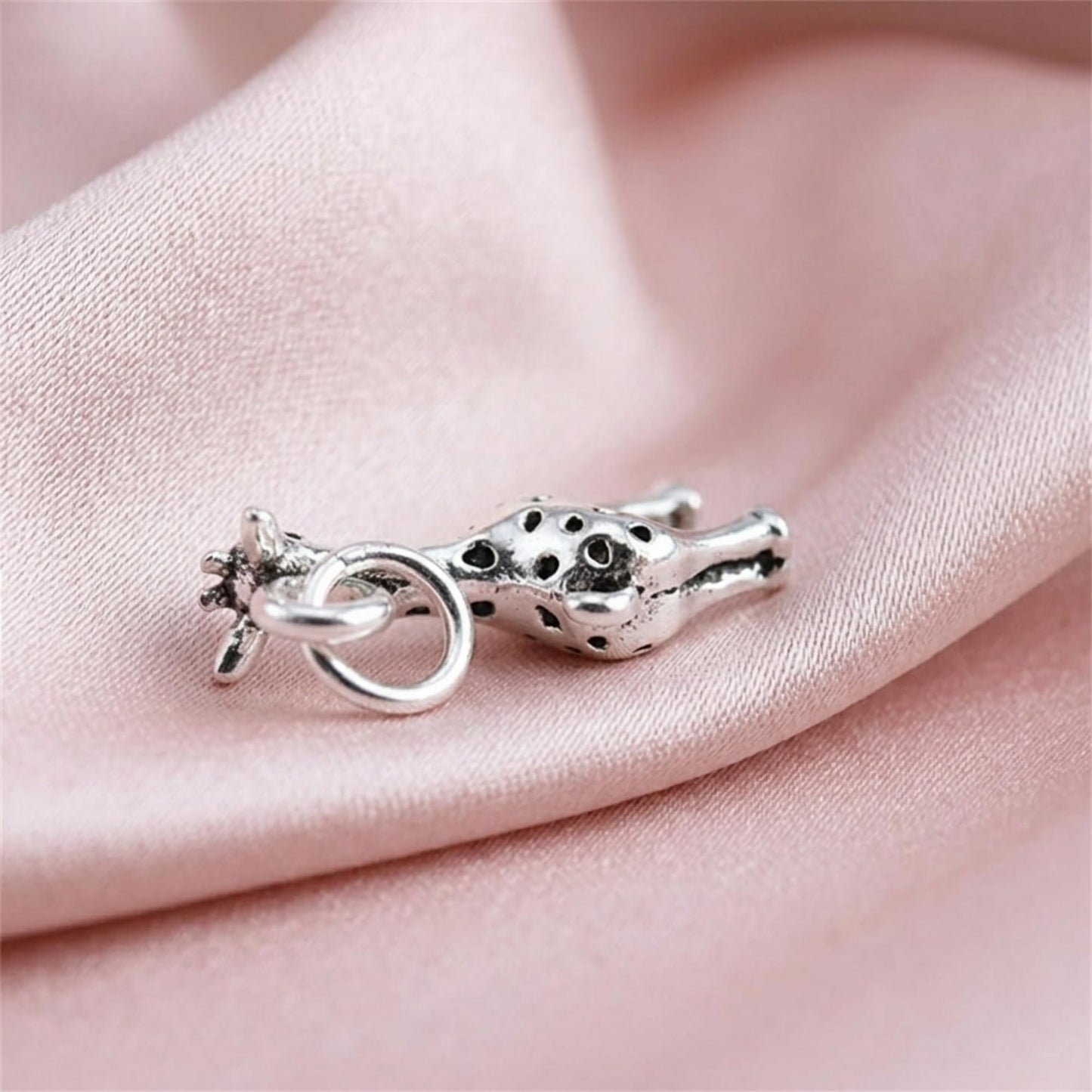 Sterling Silver Oxidised Mini 3D Baby Giraffe Deer Pendant Charm