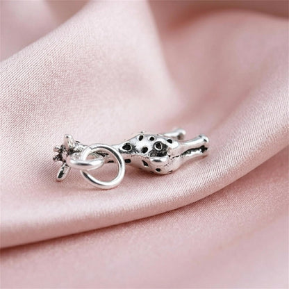 Sterling Silver Oxidised Mini 3D Baby Giraffe Deer Pendant Charm